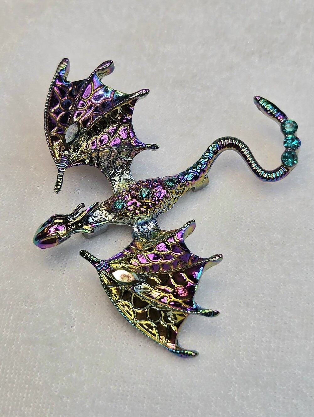 New Iridescent Multicolor Winged Dragon Brooch / Pin